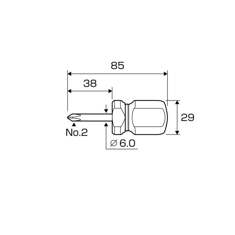 Tô vít cán trong loại ngắn No.8450+2x38 ANEX Nhật Bản Tô vít cán trong loại ngắn No.8450+2x38 ANEX Nhật Bản