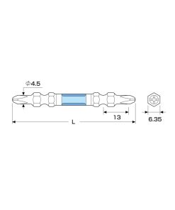 Vỉ 10 mũi vít 2 đầu có từ tính ANEX ARHS-14M+2x65