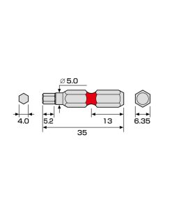 Mũi vít đầu lục giác 4mm ANEX ACHX-4035 4 Mũi vít đầu lục giác 4mm ANEX ACHX-4035