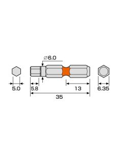 Mũi vít đầu lục giác 5mm ANEX ACHX-5035 4 Mũi vít đầu lục giác 5mm ANEX ACHX-5035
