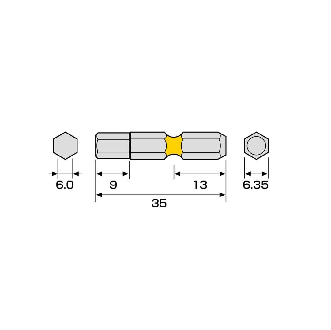 Mũi vít đầu lục giác 6mm ANEX ACHX-6035 Mũi vít đầu lục giác 6mm ANEX ACHX-6035